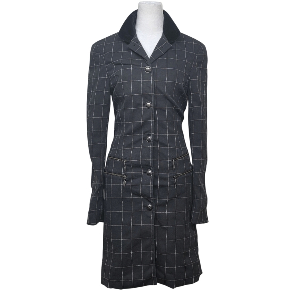 FUTURE OSBEK | Vintange, Charcoal Gray, Window Pane, Long Sleeve, Tailored Dress